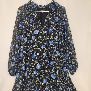 Banana Republic Blue and Green Floral Dress
